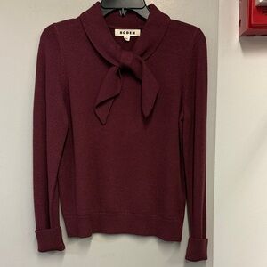 Boden Burgundy Bow-Tie Neck Sweater